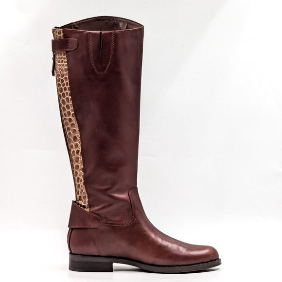 Sam Edelman Women Mikala Riding Brown Leather Croc Back Print Boots sz 7.5 - Picture 7 of 9